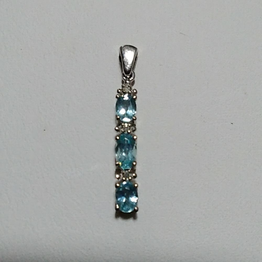 Blue Topaz and Diamond Pendant